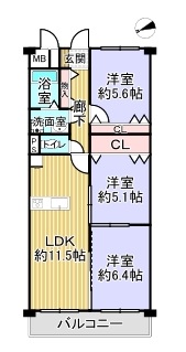 ハンリョウ八尾ハイツ　間取り