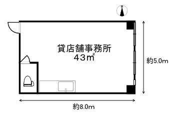 貸店舗事務所グランドール法善寺2階部分間取