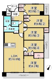 ファミールハイツ八尾A棟　間取図